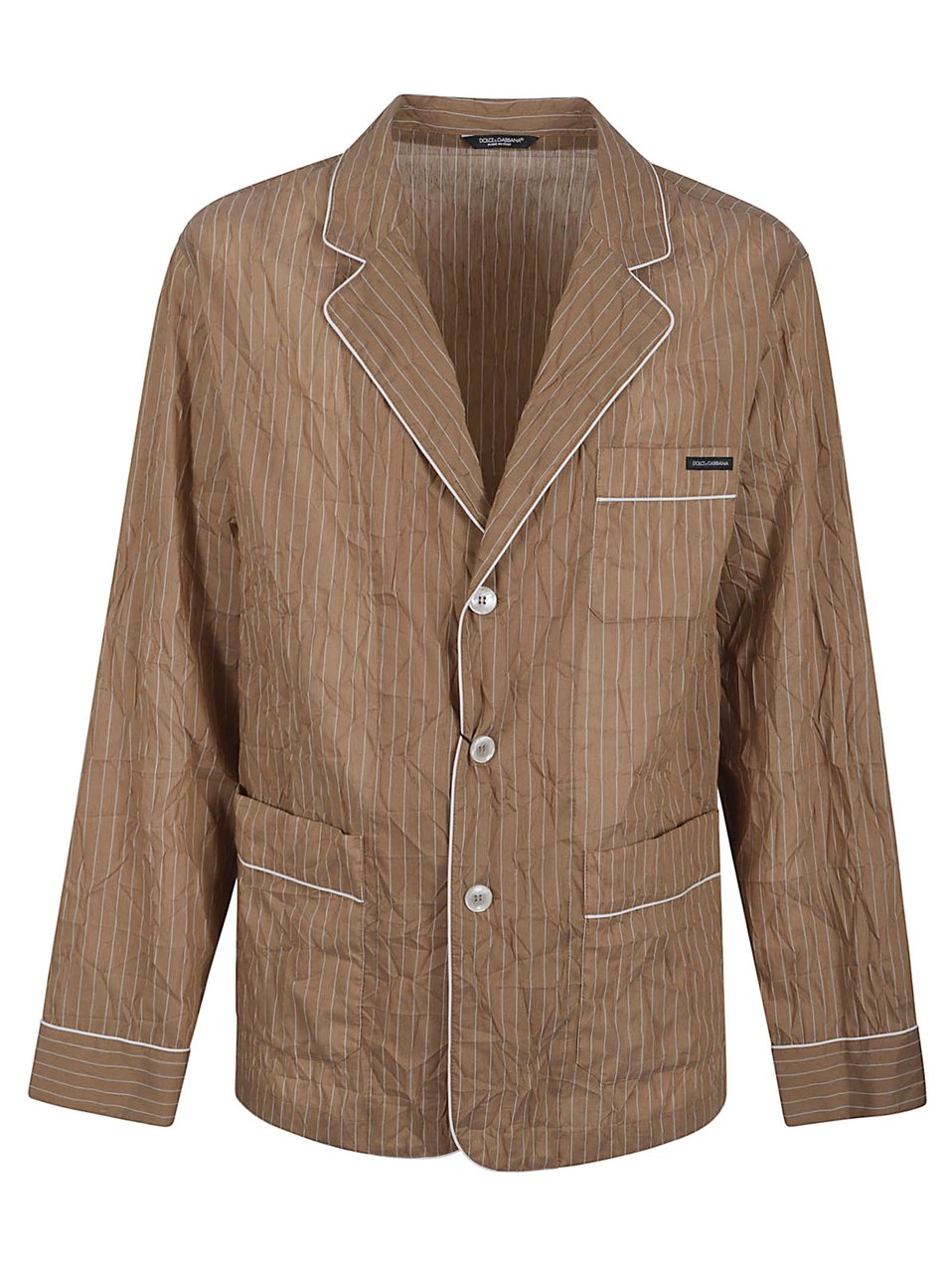 Dolce & Gabbana Brown Pinstriped Jacket with Classic Lapel Bruin