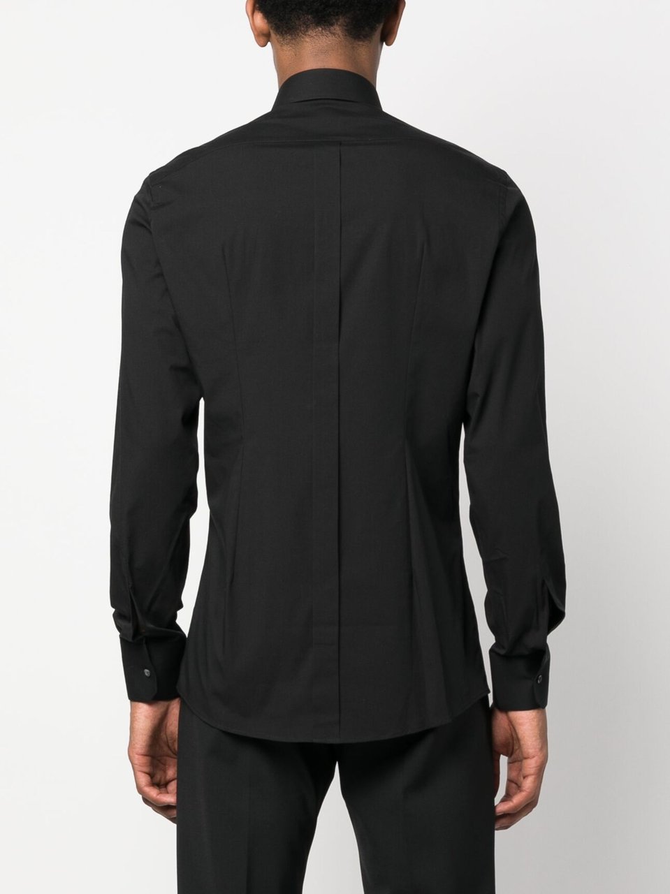 Dolce & Gabbana Slim-Fit Black Poplin Italian Collar Shirt Zwart