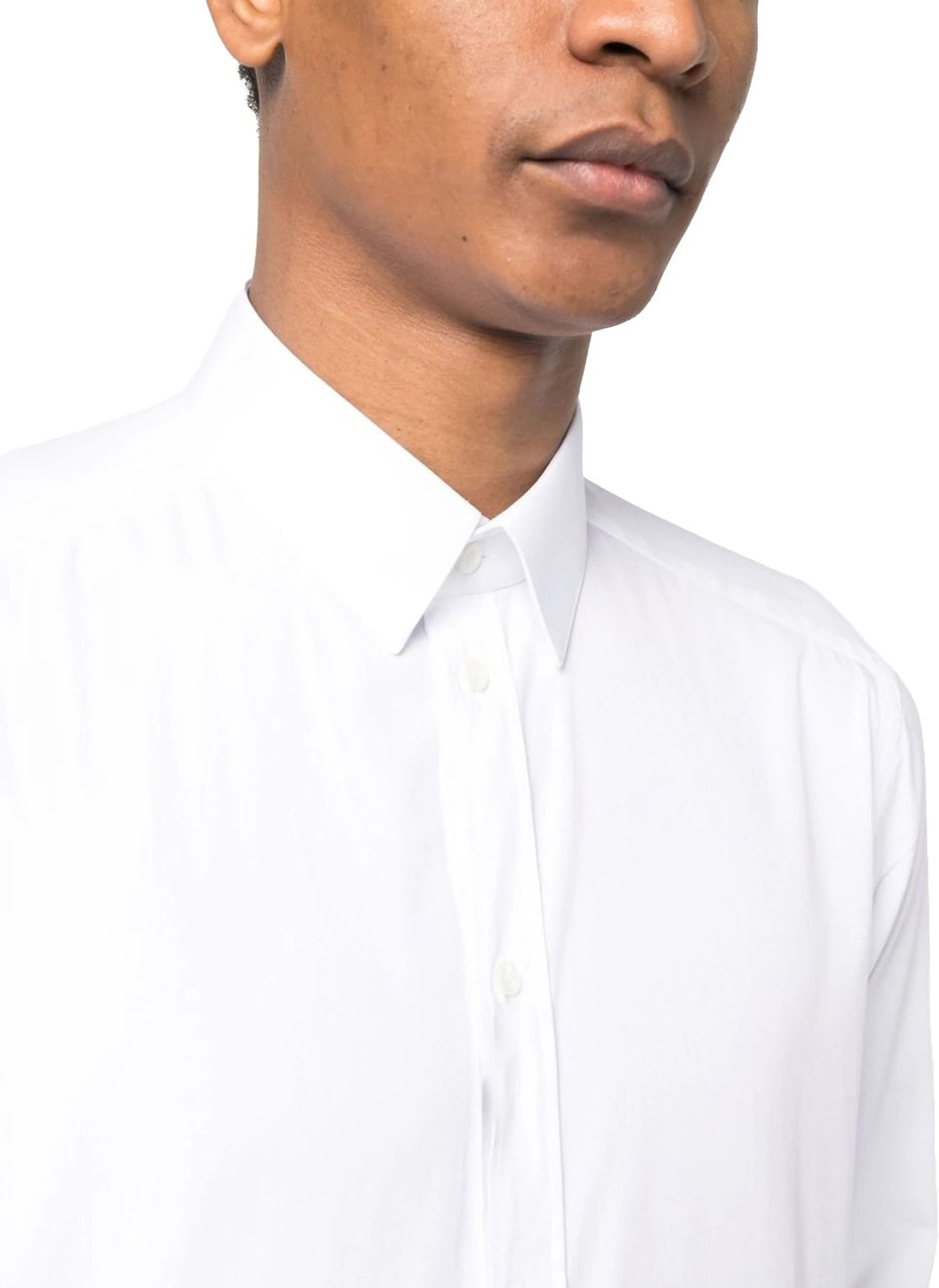 Dolce & Gabbana Fitted White Italian Collar Cotton Shirt Wit
