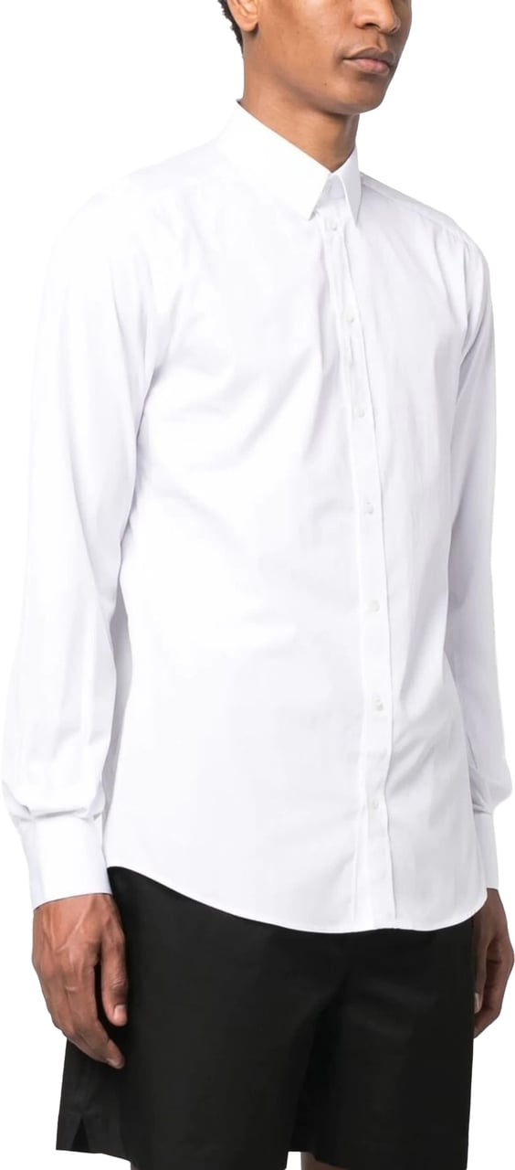 Dolce & Gabbana Fitted White Italian Collar Cotton Shirt Wit