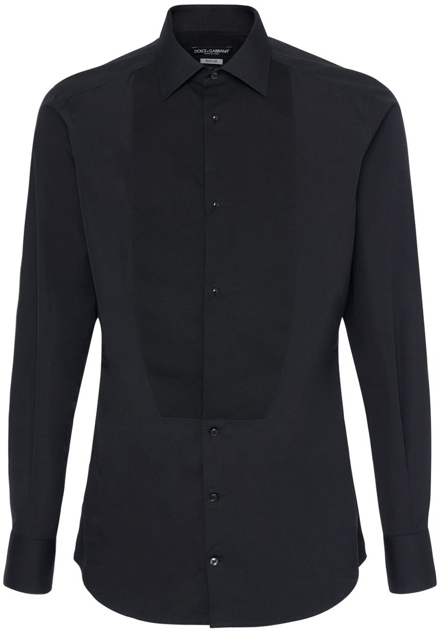 Dolce & Gabbana Elegant black shirt with classic collar Zwart