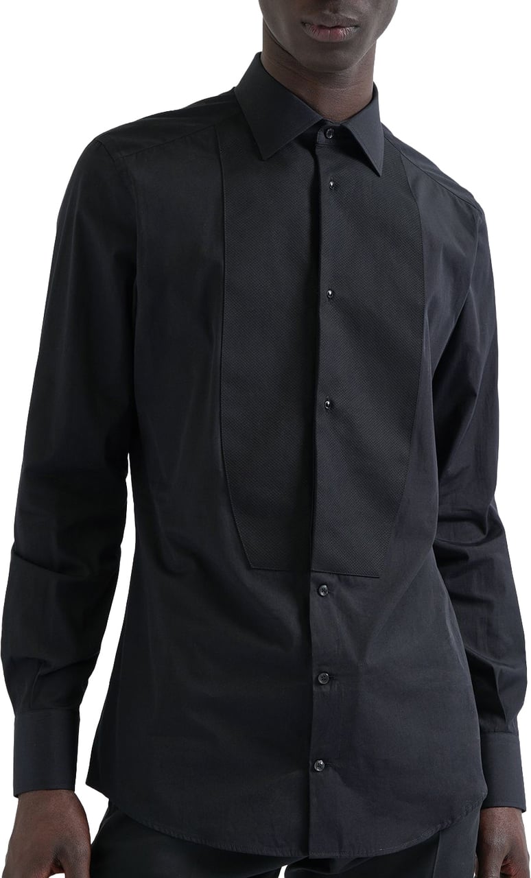 Dolce & Gabbana Elegant black shirt with classic collar Zwart