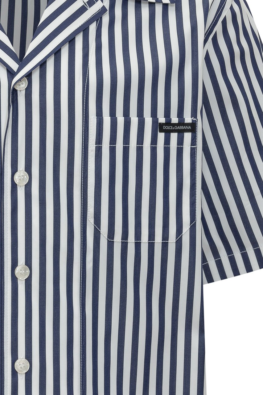 Dolce & Gabbana Camicia a Maniche Corte a Righe Navy
