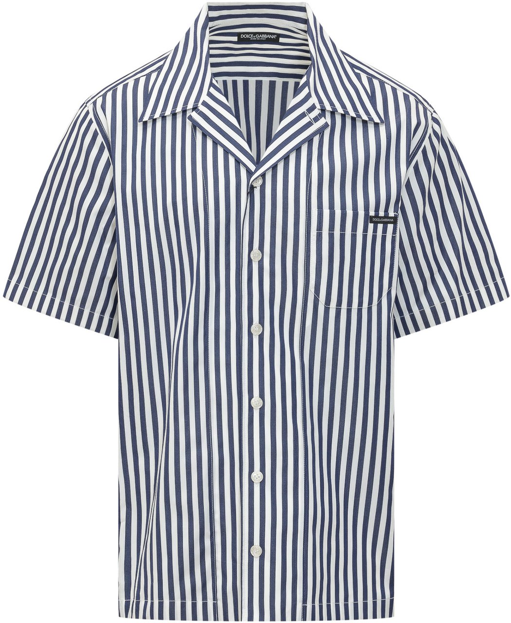 Dolce & Gabbana Camicia a Maniche Corte a Righe Navy