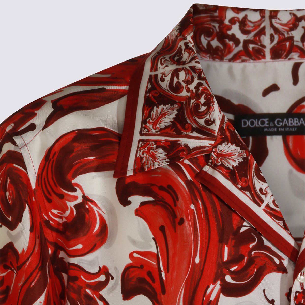 Dolce & Gabbana Baroque-Inspired Short-Sleeve Shirt Rood