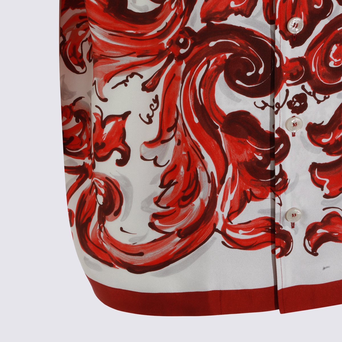 Dolce & Gabbana Baroque-Inspired Short-Sleeve Shirt Rood