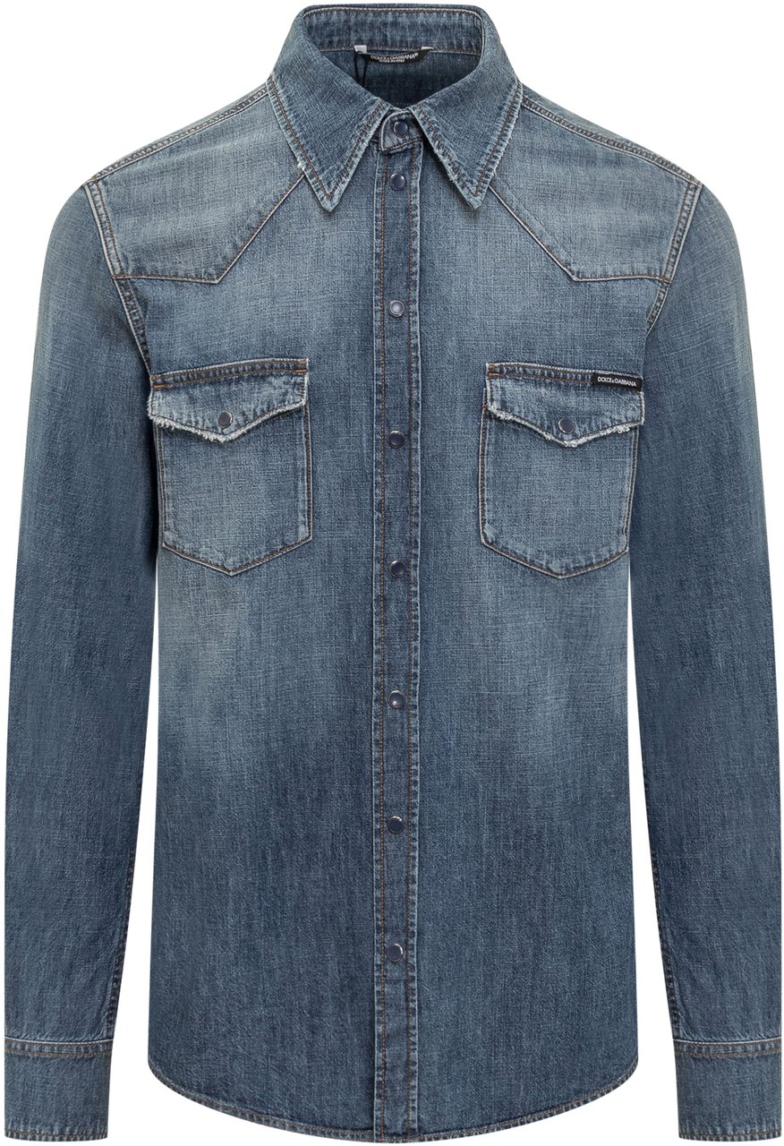 Dolce & Gabbana Camicia Denim Blauw