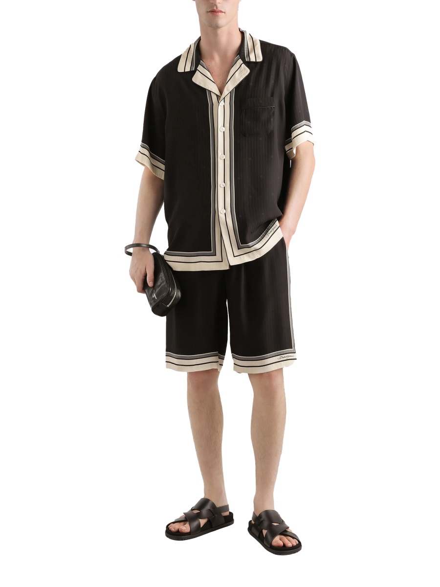Dolce & Gabbana Hawaii Silk Camp Collar Shirt Zwart