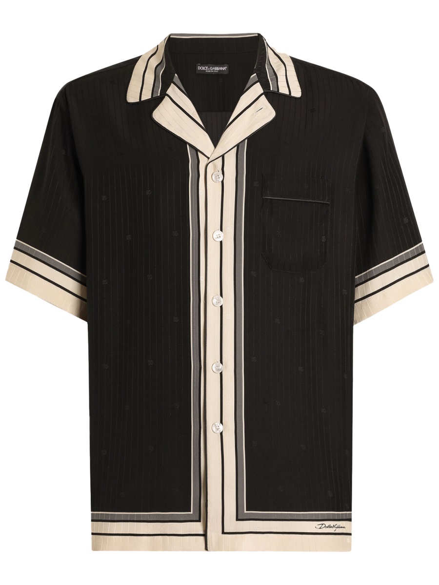 Dolce & Gabbana Hawaii Silk Camp Collar Shirt Zwart