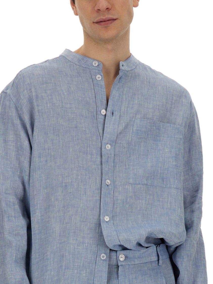 Dolce & Gabbana Shirt With Mandarin Collar Blauw