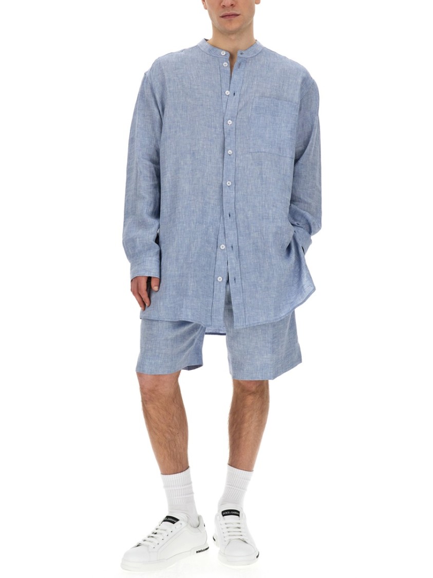 Dolce & Gabbana Shirt With Mandarin Collar Blauw