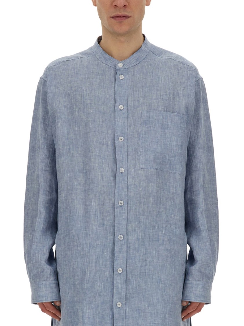 Dolce & Gabbana Shirt With Mandarin Collar Blauw