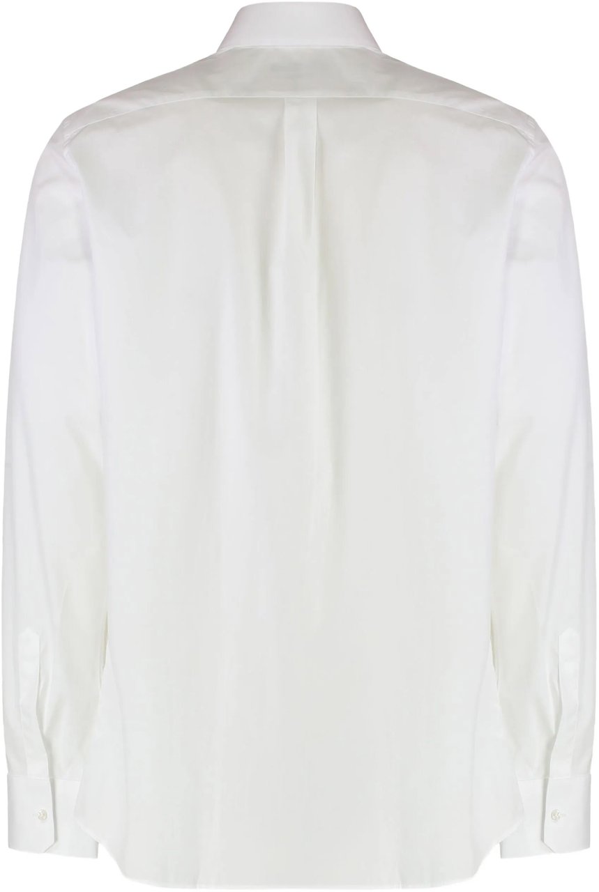Dolce & Gabbana White Long-Sleeve Pointed Collar Cotton Shirt Wit