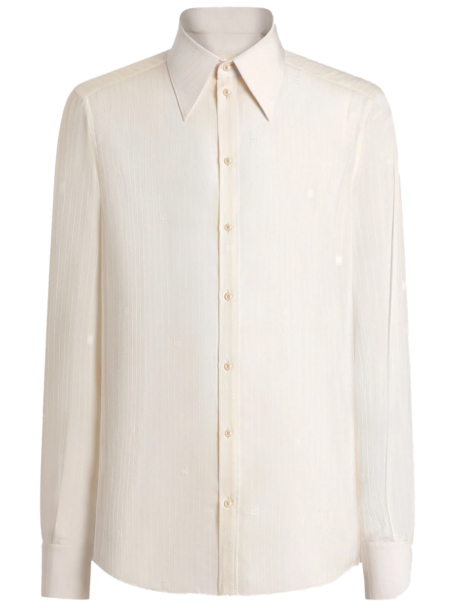 Dolce & Gabbana Striped Silk Formal Shirt Neutraal