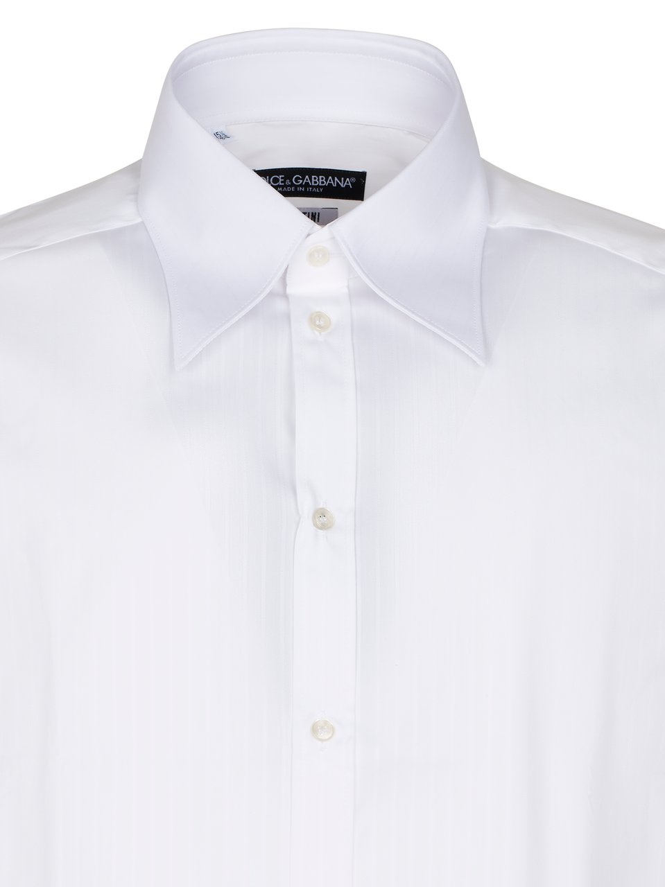 Dolce & Gabbana Crisp White Long-Sleeve Shirt with Pointed Collar Wit