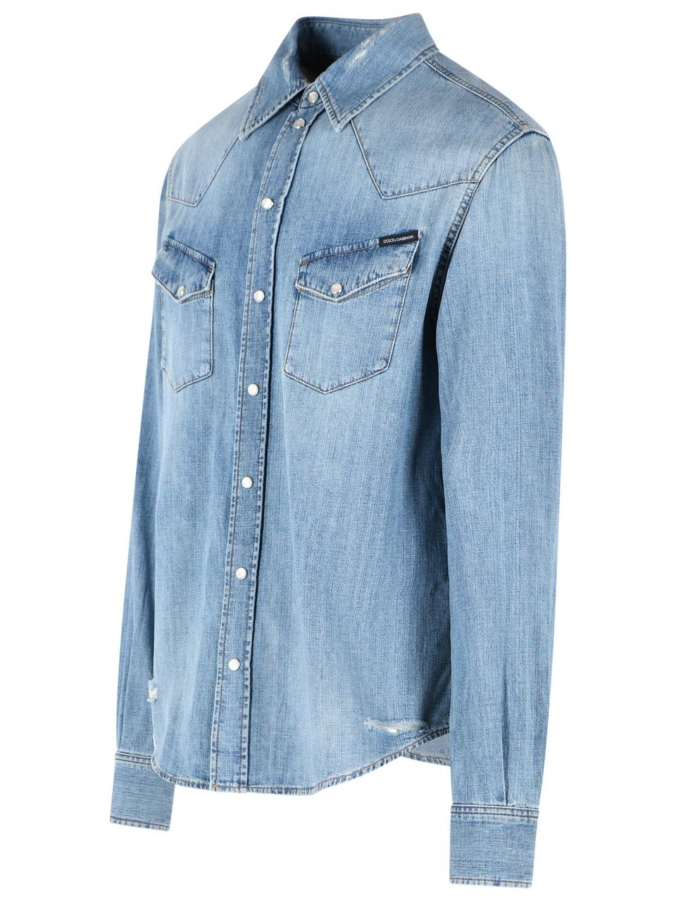Dolce & Gabbana Blue Cotton Shirt Blauw