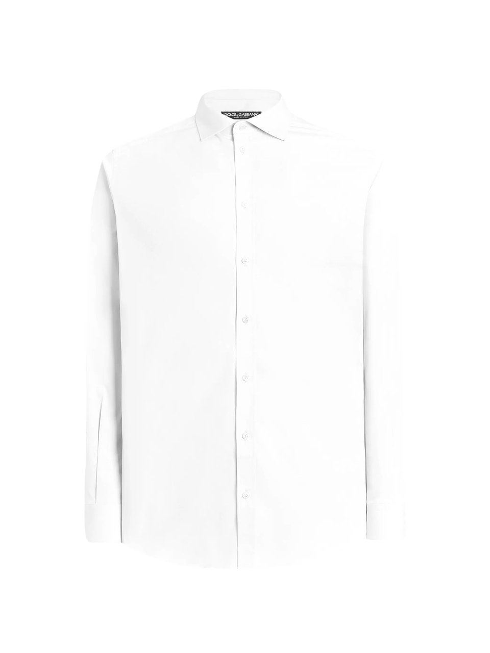 Dolce & Gabbana Long-Sleeve Minimalist Pointed Collar Cotton Shirt Wit
