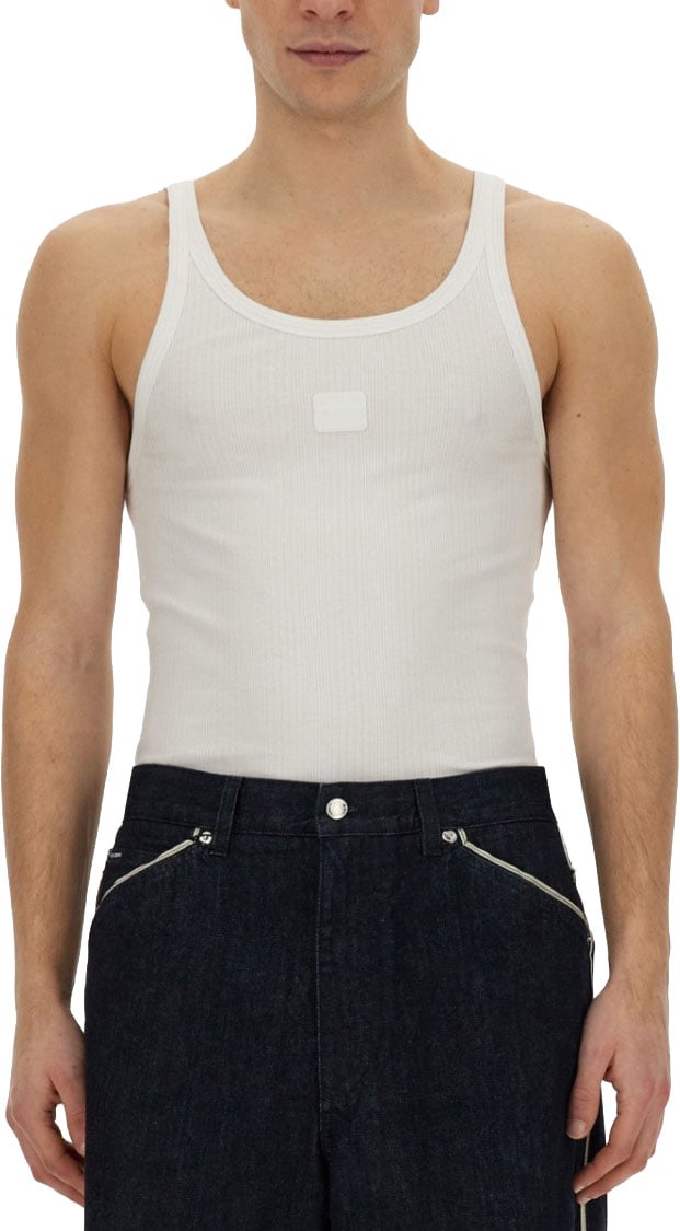 Dolce & Gabbana Ribbed Tank Top Wit