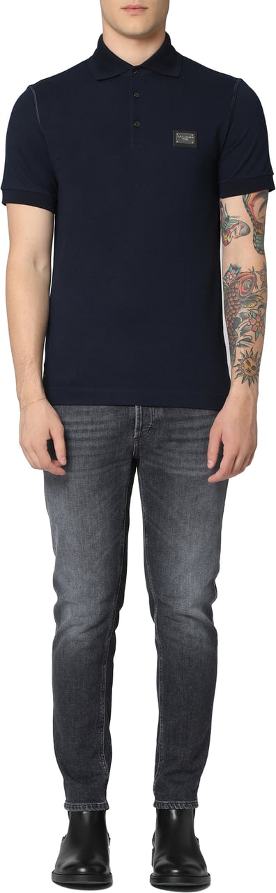 Dolce & Gabbana Short sleeve cotton polo shirt Blauw