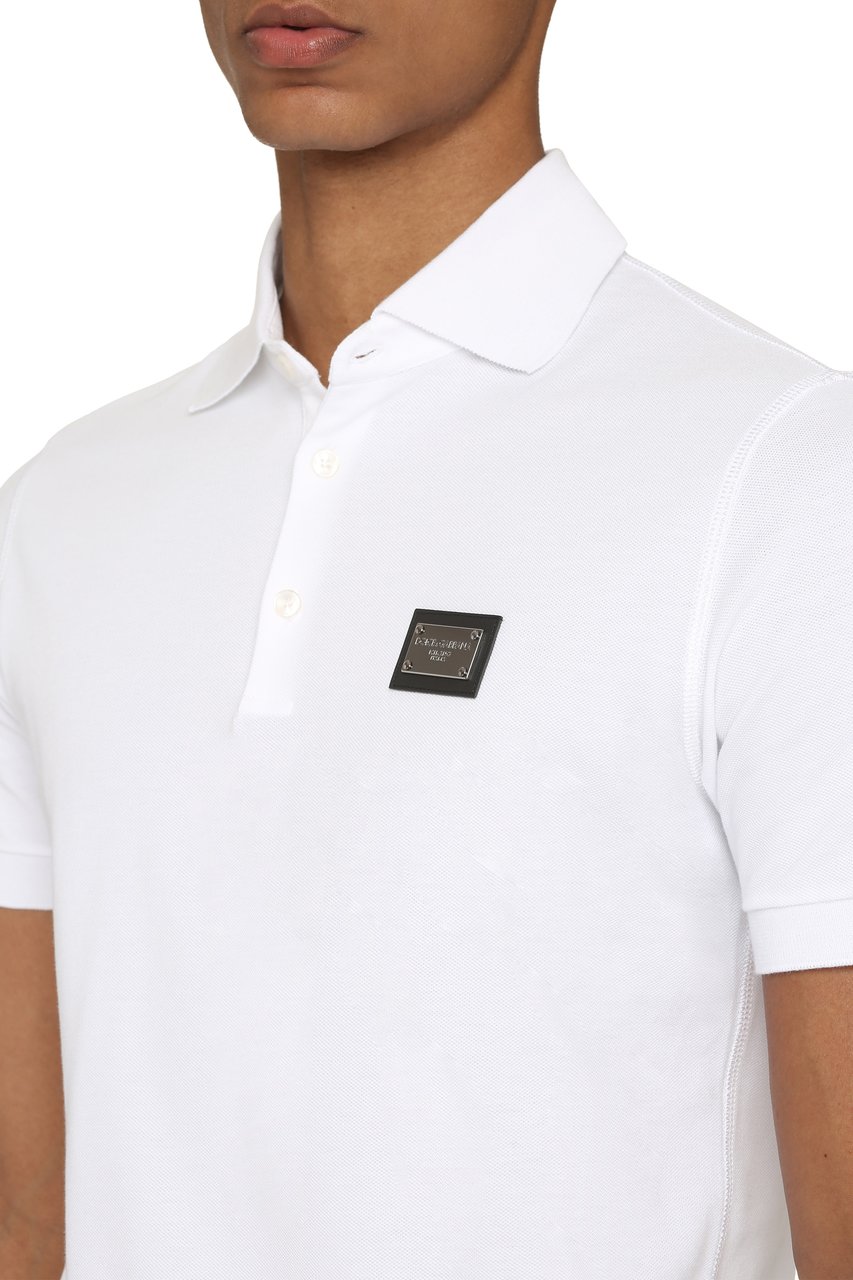 Dolce & Gabbana Cotton-piqué polo shirt Wit