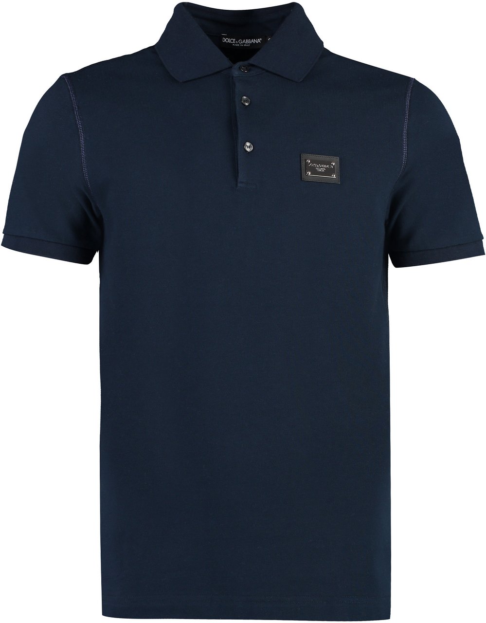 Dolce & Gabbana Short sleeve cotton polo shirt Blauw