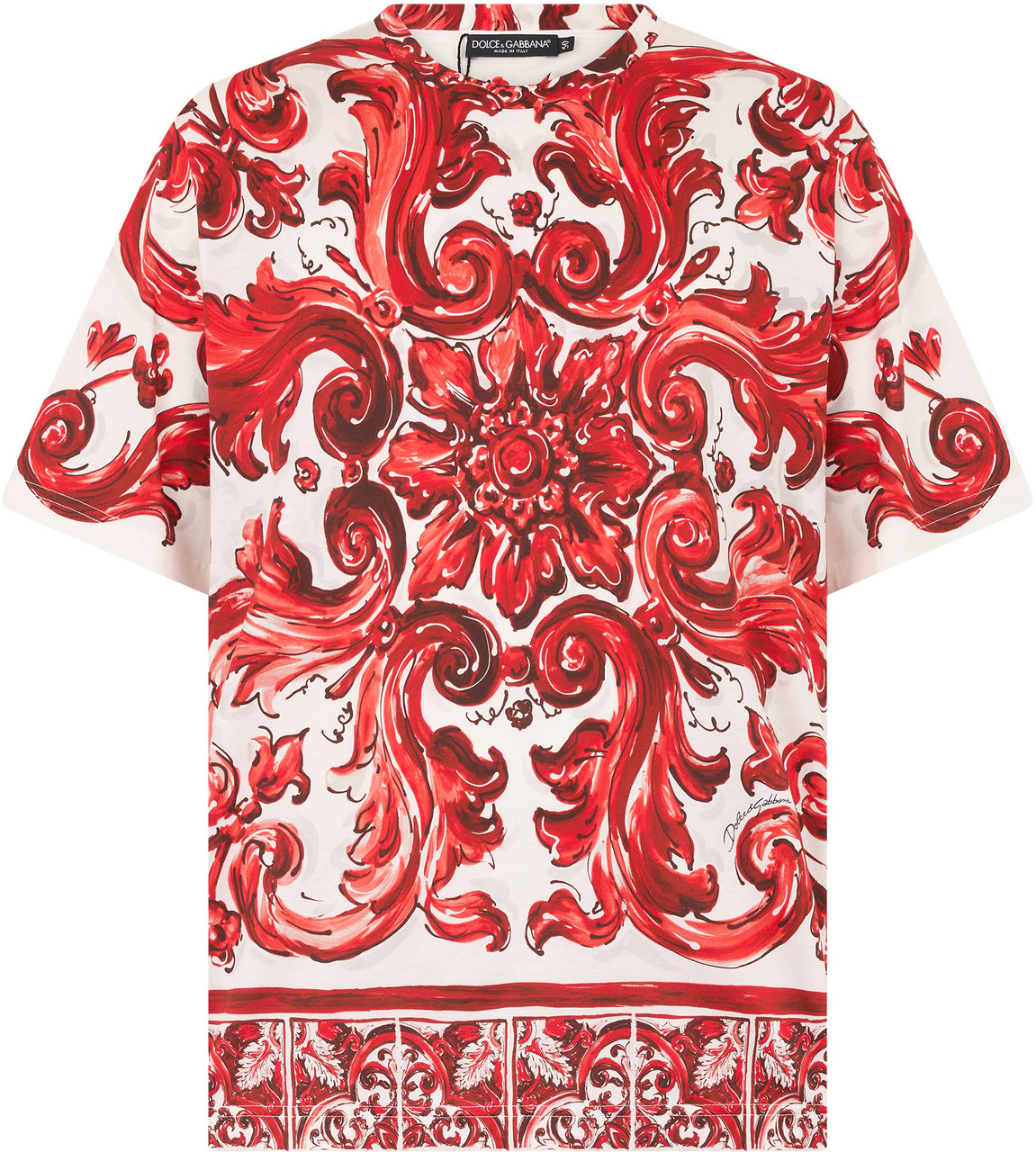 Dolce & Gabbana Printed cotton T-shirt Rood