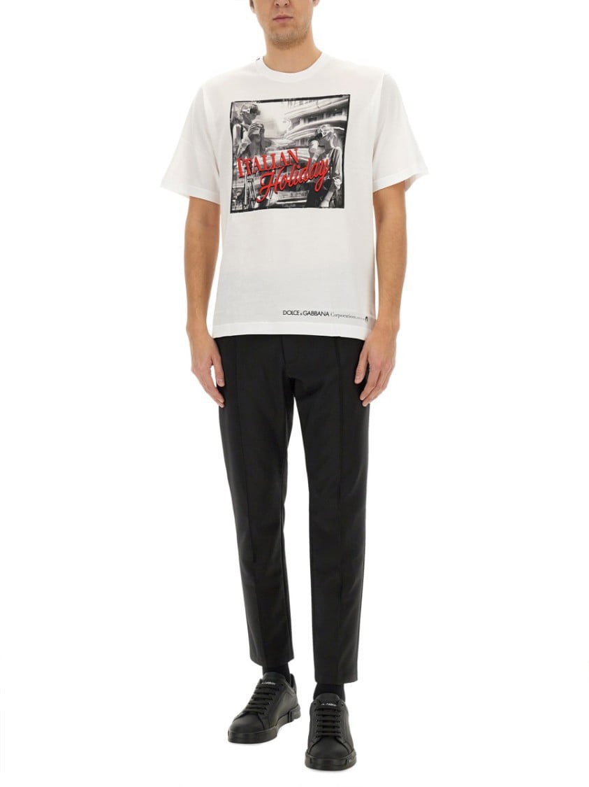 Dolce & Gabbana Cotton T-Shirt With "Italian Holiday" Print Wit