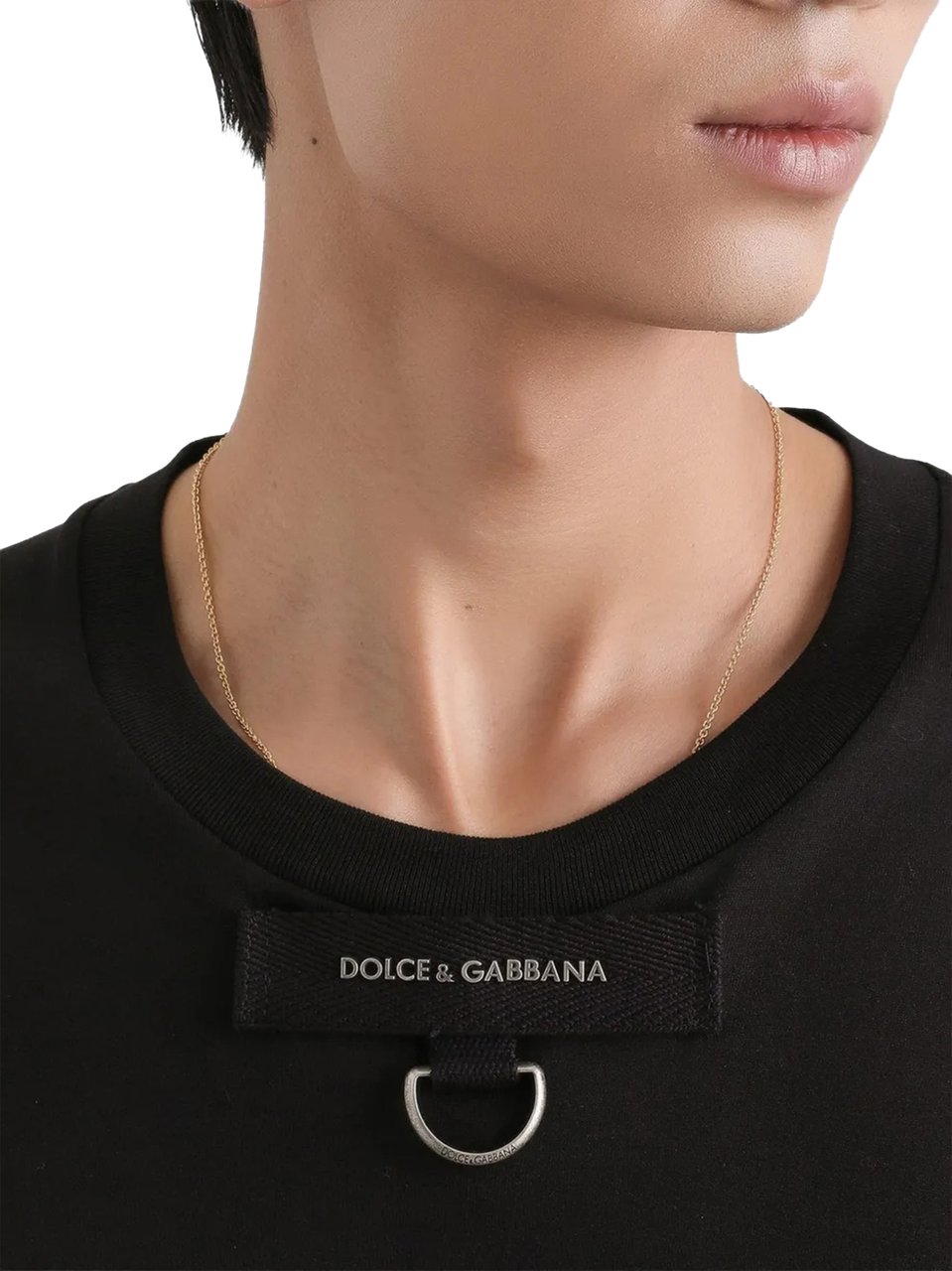 Dolce & Gabbana Black Round Neck Cotton Label T-Shirt Zwart
