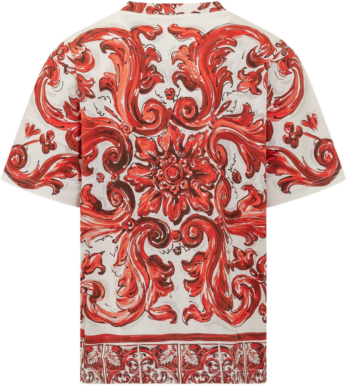 Dolce & Gabbana T-shirt a Girocollo con Stampa Ornamentale Rood