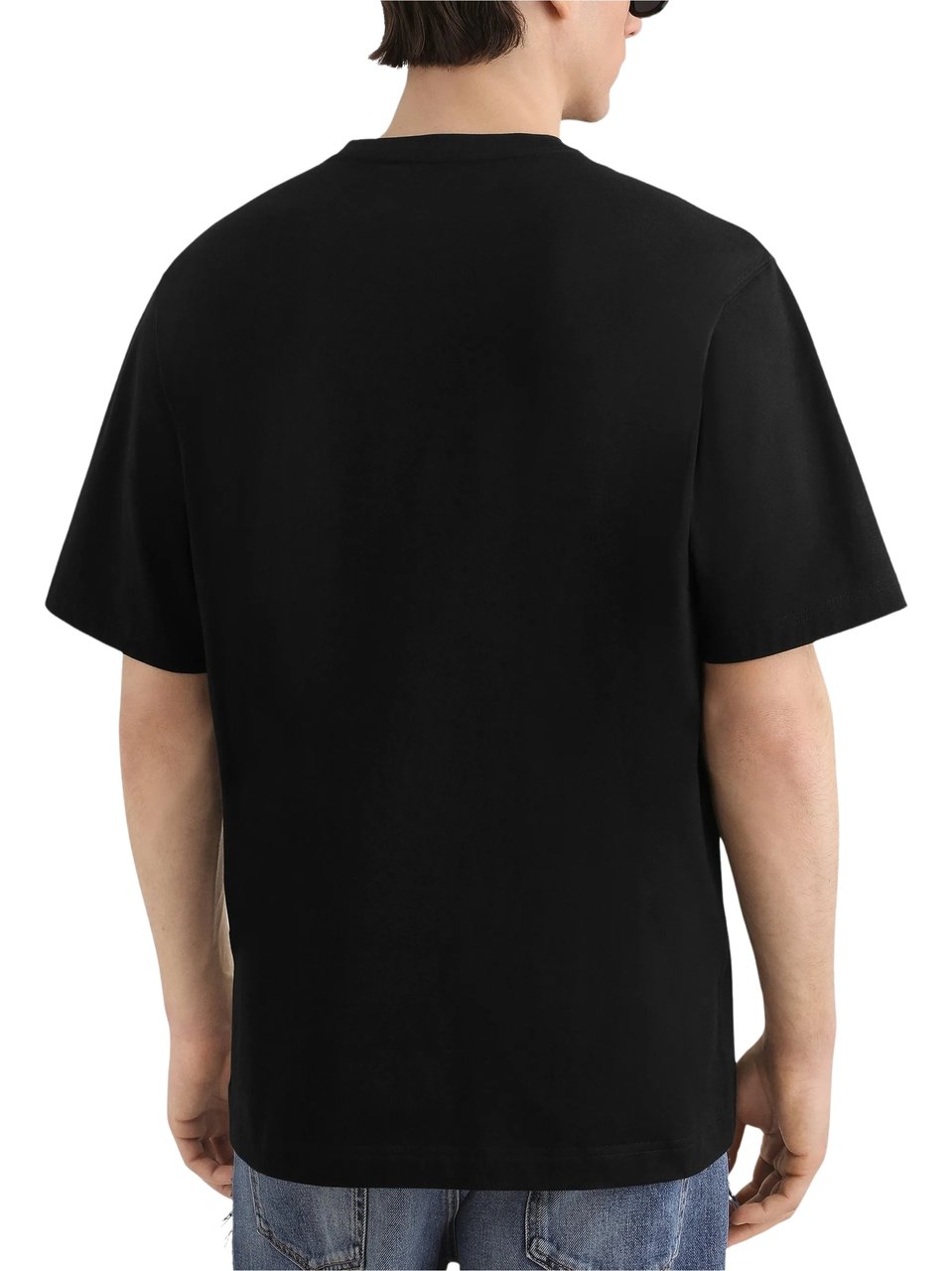 Dolce & Gabbana Black Cotton Embossed Logo T-Shirt Zwart