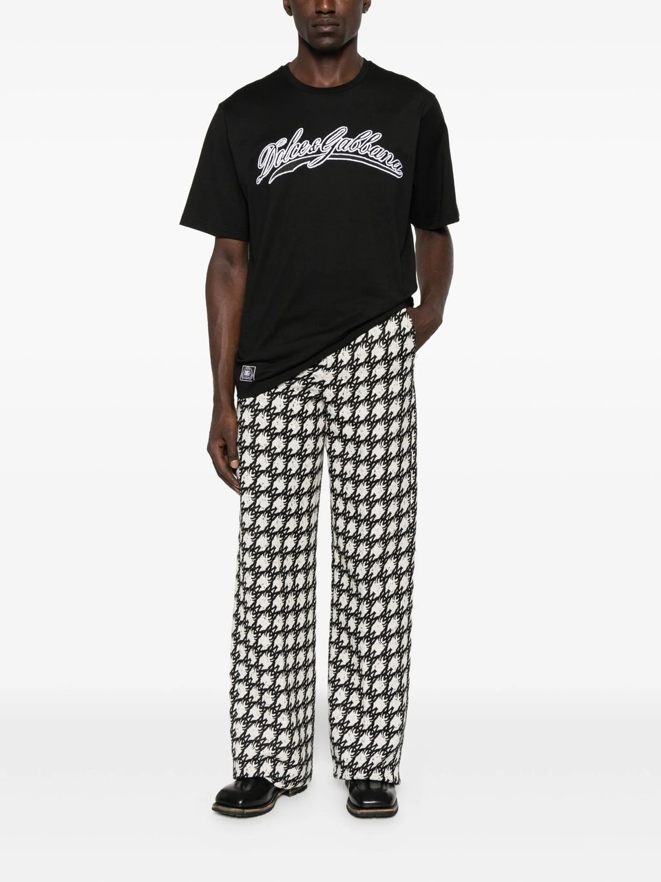 Dolce & Gabbana Black Short-Sleeve Script Logo T-Shirt Zwart