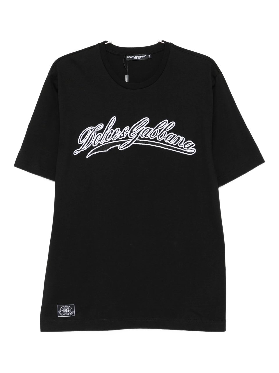 Dolce & Gabbana Black Short-Sleeve Script Logo T-Shirt Zwart