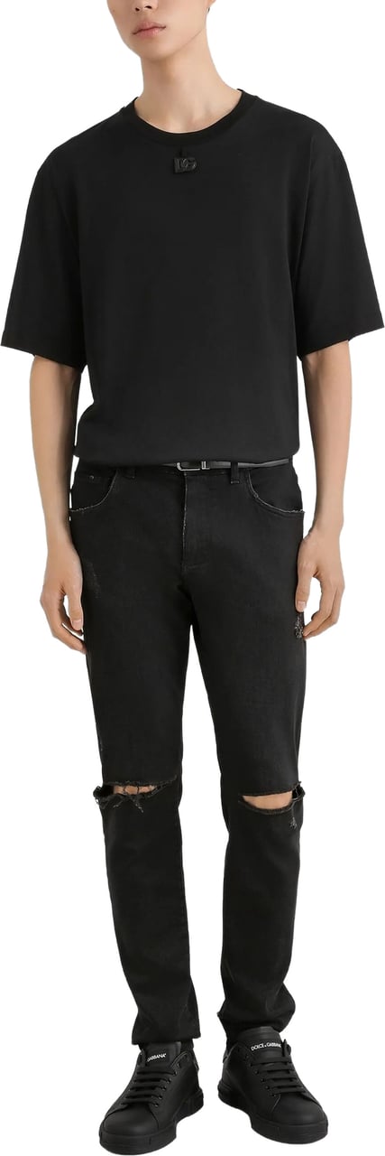Dolce & Gabbana Black Classic Crew Neck Logo T-Shirt Zwart