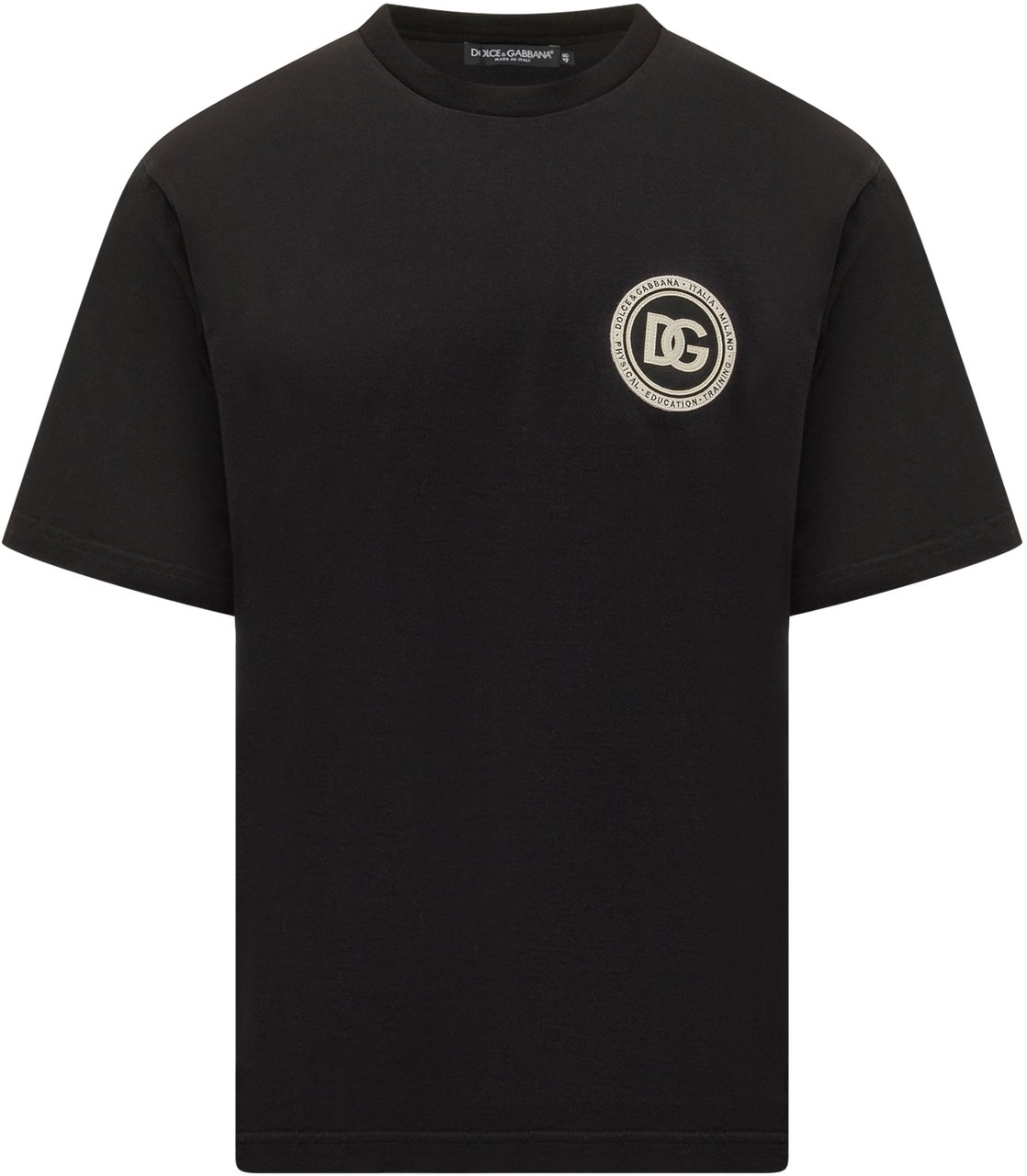 Dolce & Gabbana T-Shirt Jersey Con Logo Ricamato Zwart