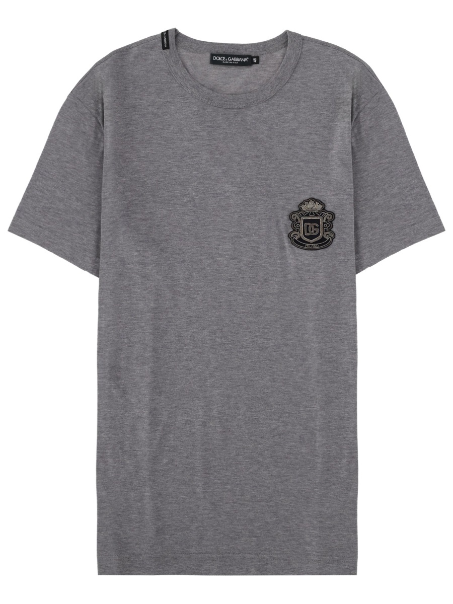 Dolce & Gabbana Heraldic Logo Cotton T-Shirt Grijs