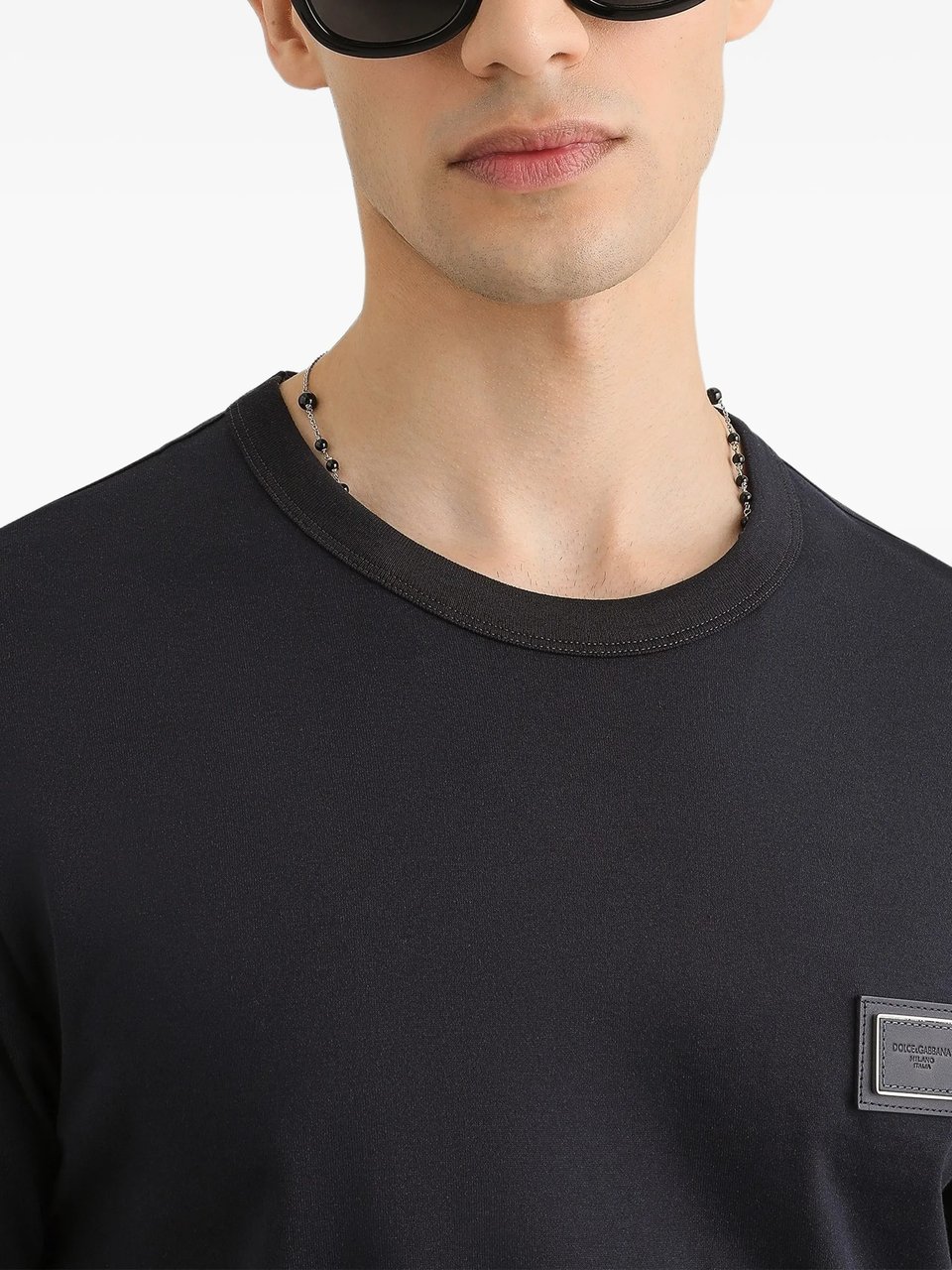 Dolce & Gabbana Regular Cotton Patch Chest T-Shirt Zwart