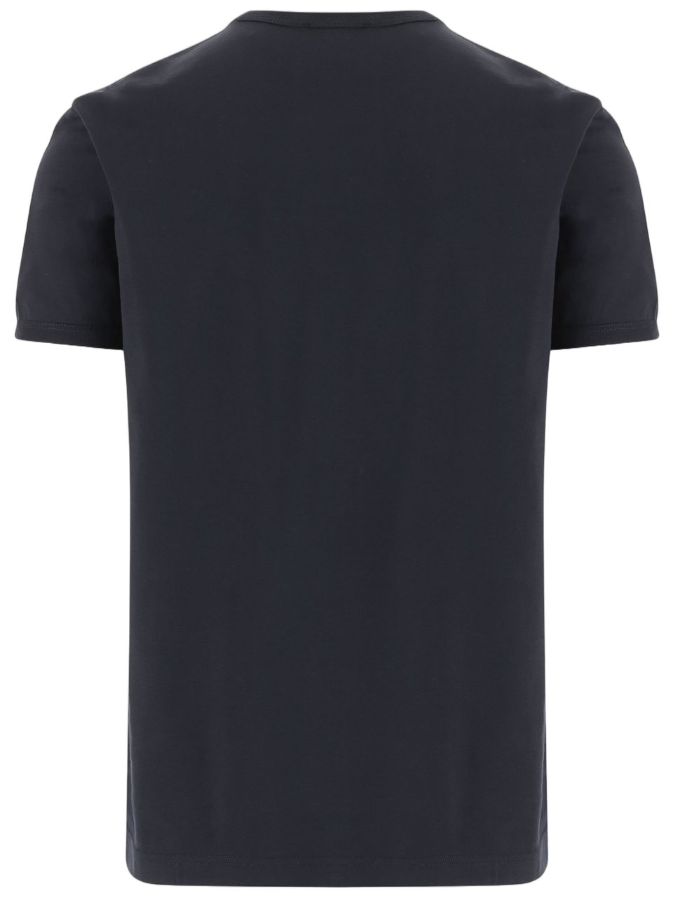 Dolce & Gabbana Navy Cotton T-Shirt With Subtle Tone-On-Tone Patch Zwart