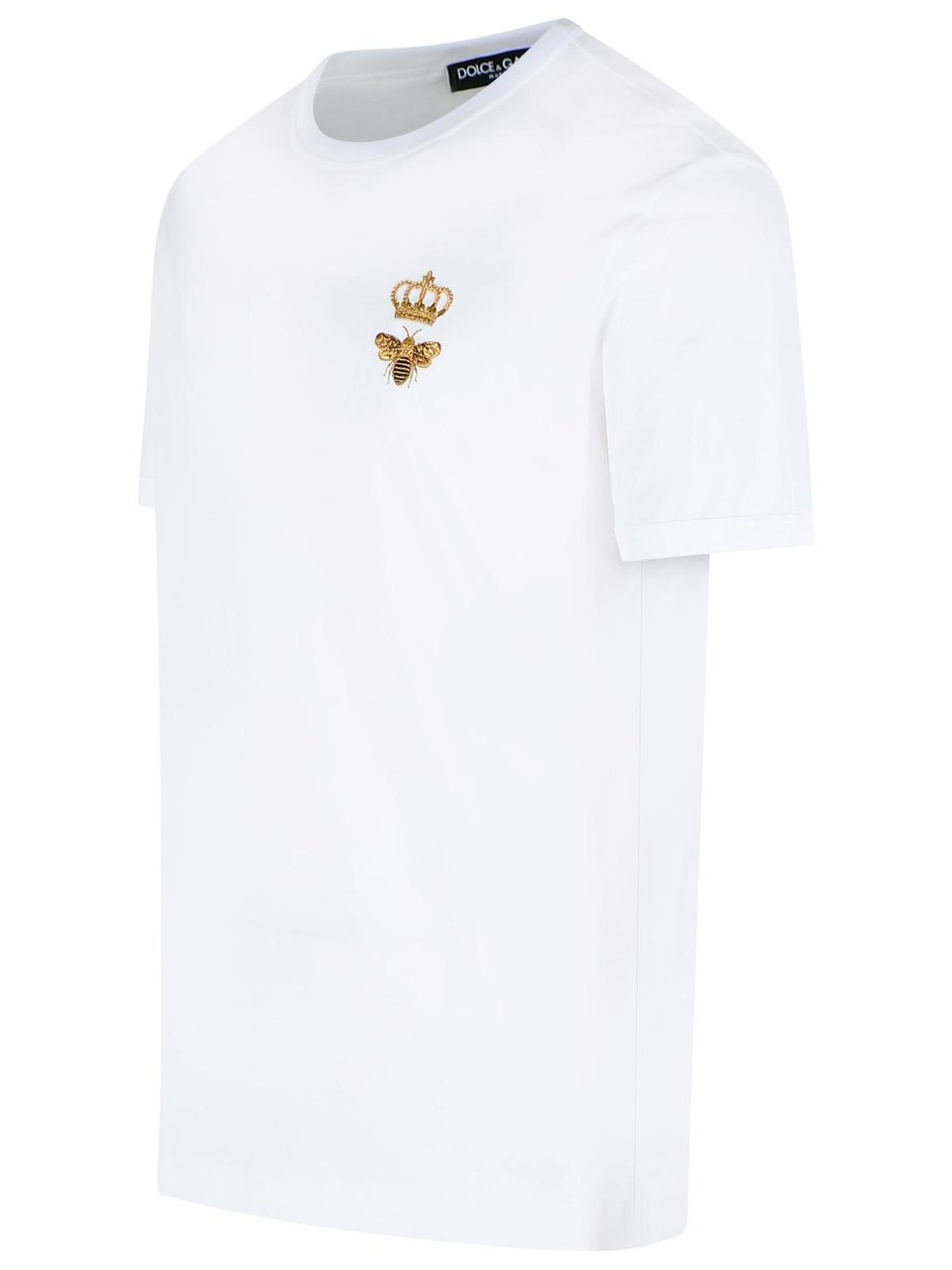 Dolce & Gabbana Classic White Short-Sleeve T-Shirt with Embroidered Emblem Wit