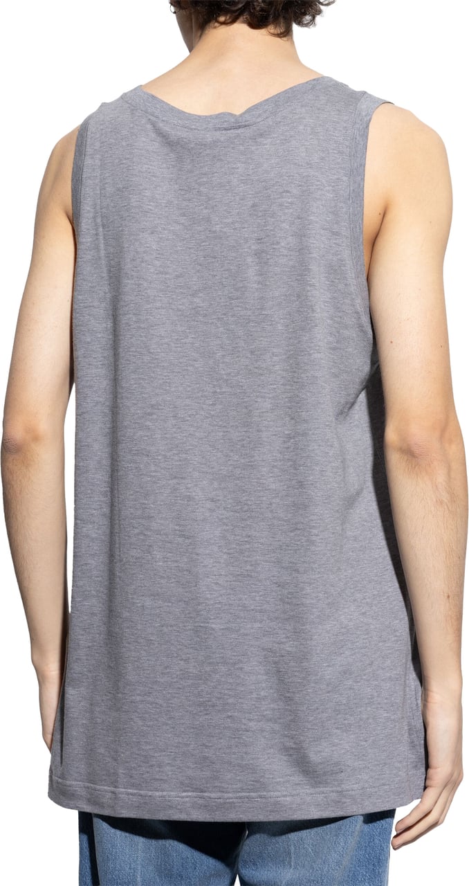 Dolce & Gabbana Relaxed Fit Cotton Jersey Logo Tank Grijs