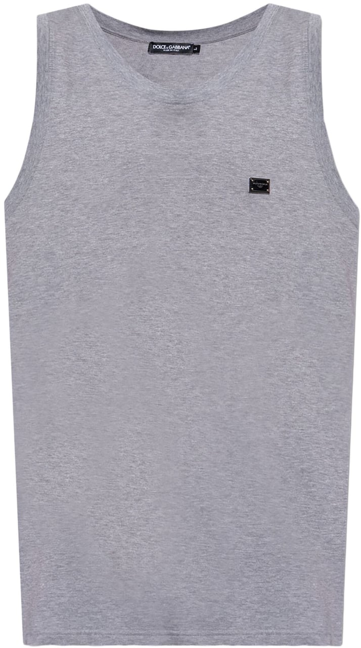 Dolce & Gabbana Relaxed Fit Cotton Jersey Logo Tank Grijs