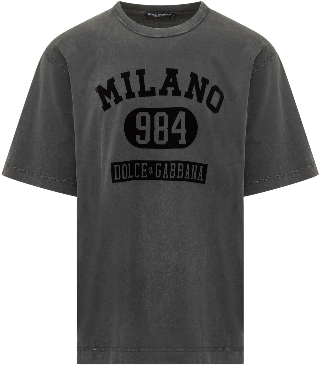 Dolce & Gabbana Dolce & Gabbana T-Shirt con Stampa Milano 984 Donkergrijs