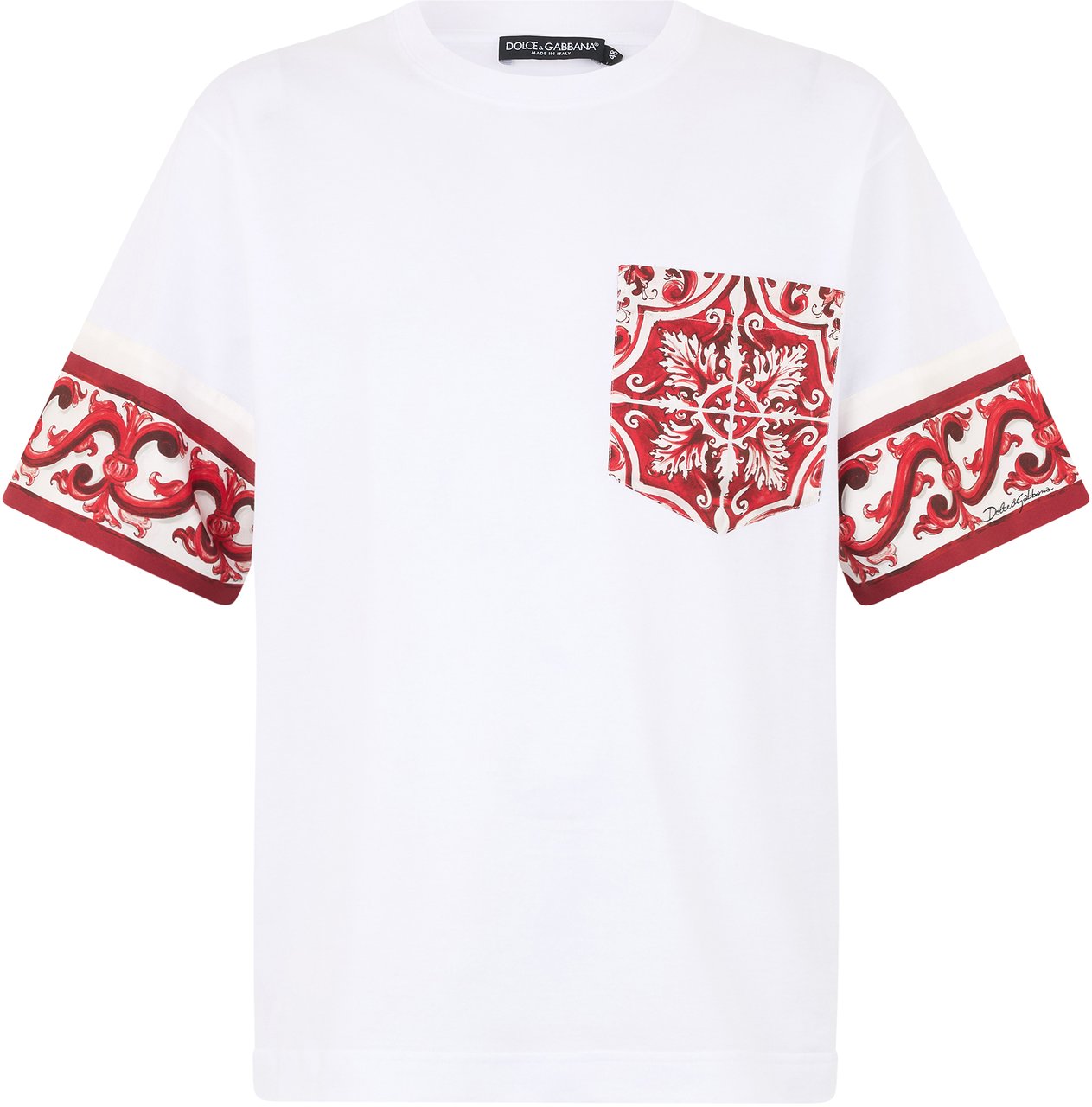 Dolce & Gabbana Cotton blend silk T-shirt with pocket Wit
