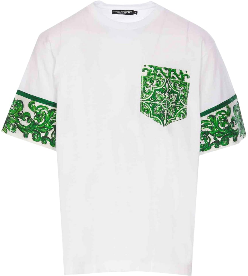 Dolce & Gabbana T-shirt con stampa maiolica Wit