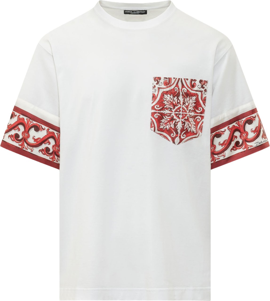 Dolce & Gabbana T-shirt a Girocollo con Taschino Stampato Wit