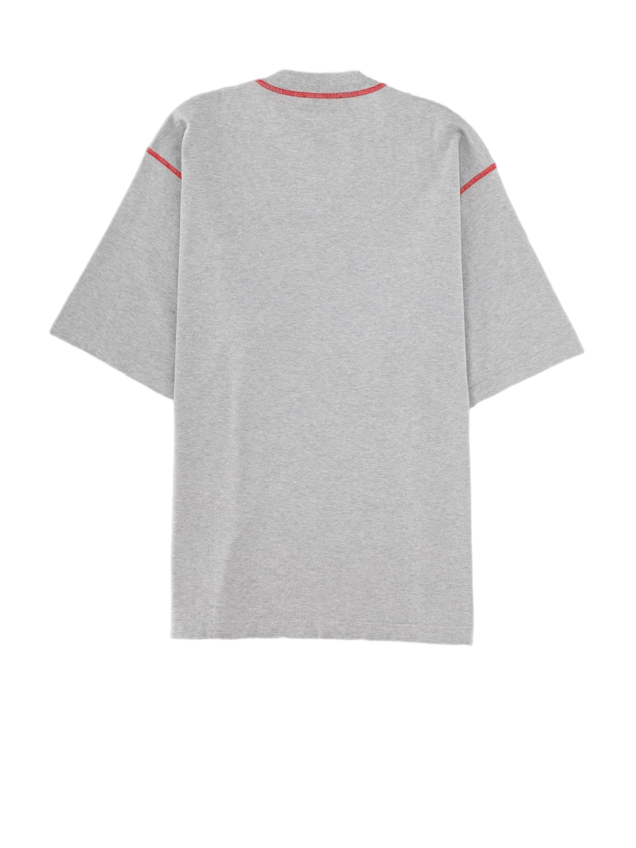 Dolce & Gabbana Embroidered Logo Cotton Red Stitching T-Shirt Wit