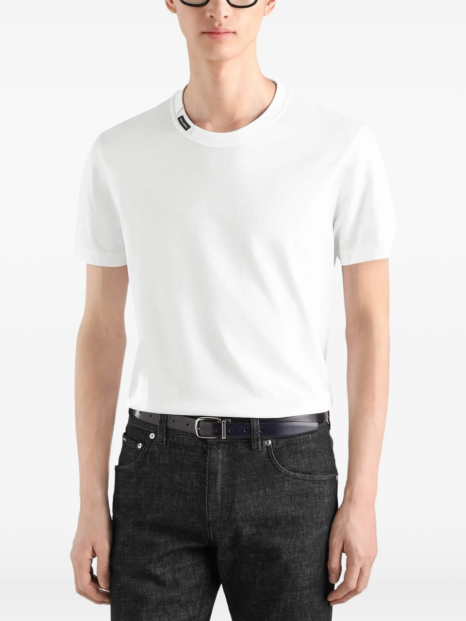 Dolce & Gabbana Regular Cotton Minimalist Label T-Shirt Wit