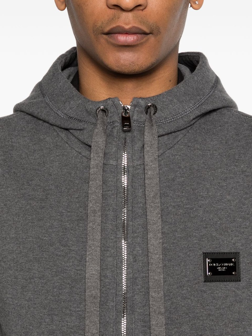 Dolce & Gabbana Full-Zip Hooded Sweatshirt Grijs