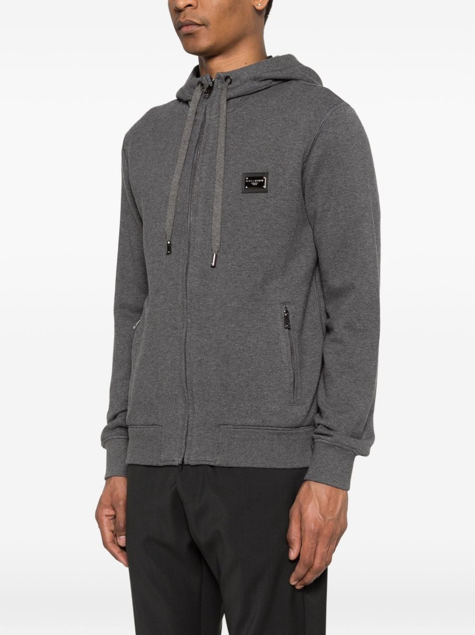 Dolce & Gabbana Full-Zip Hooded Sweatshirt Grijs