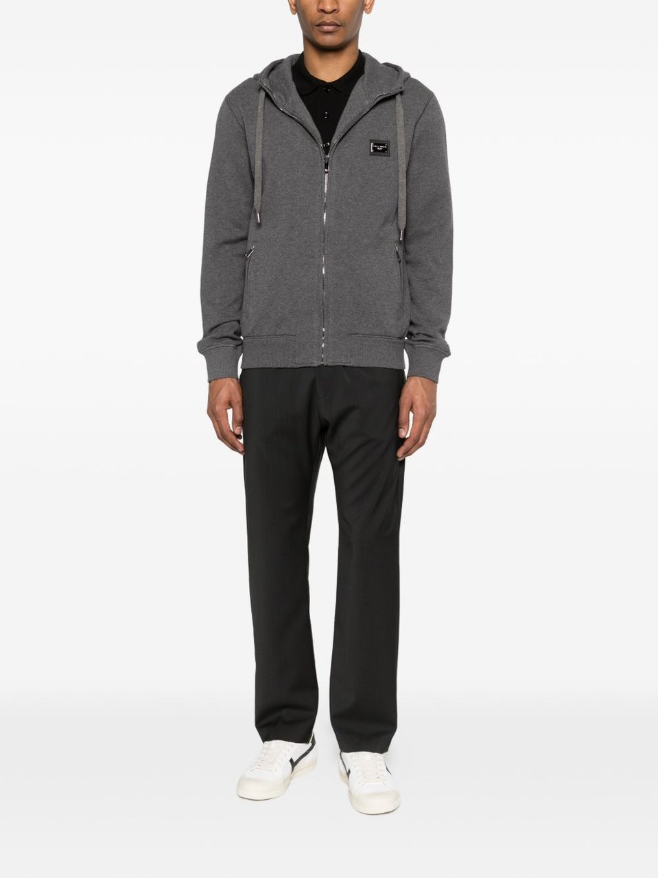 Dolce & Gabbana Full-Zip Hooded Sweatshirt Grijs