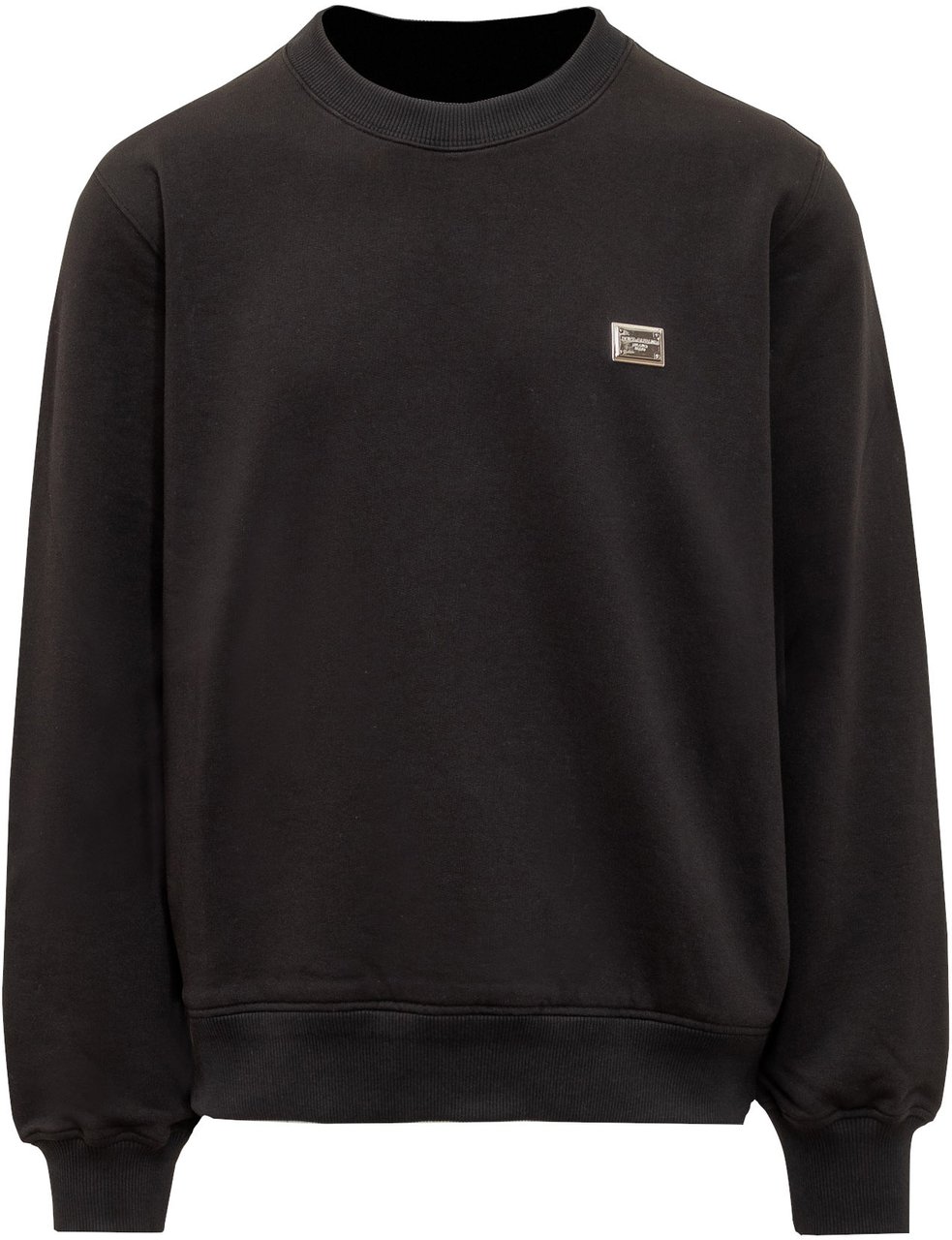 Dolce & Gabbana Felpa Girocollo con Patch Metallica Zwart